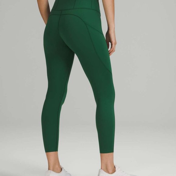 Lululemon Fast & Free Leggings High Rise Cropped 23" W/ Pockets Green Size 20 - Picture 13 of 13